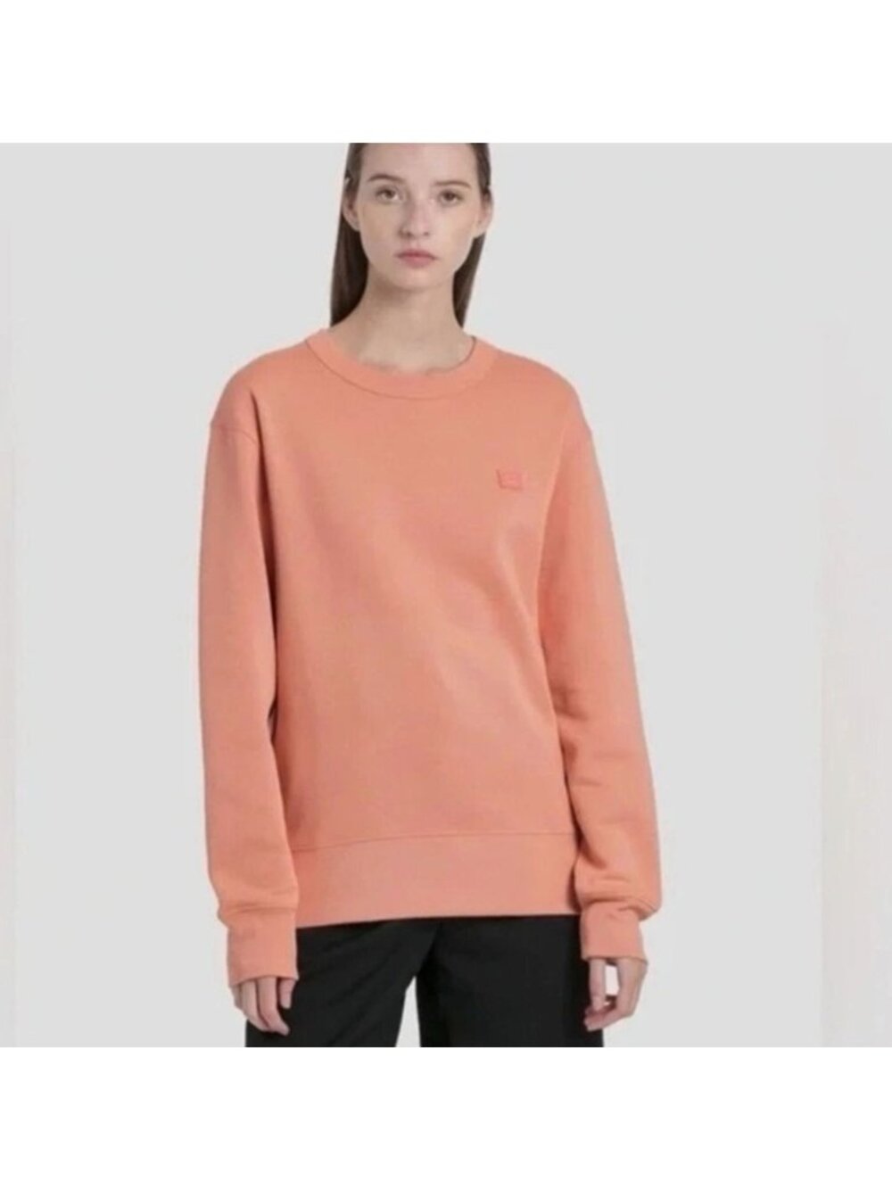 Acne Studios Fairview face Sweatshirt Pullover Crew Neck Peach unisex Medium